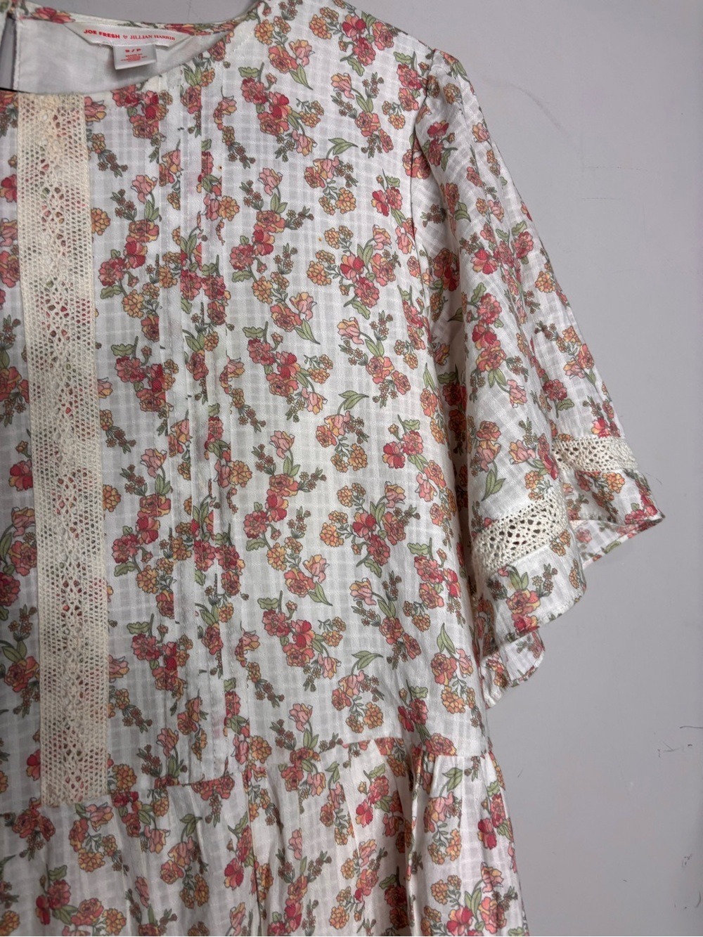Jillian Harris Blushing Flower Tiered short Babydoll Cotton Dress, size S - Picture 7 of 16